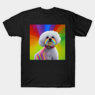 Bichon Frise Dog Rainbow Painting T-Shirt